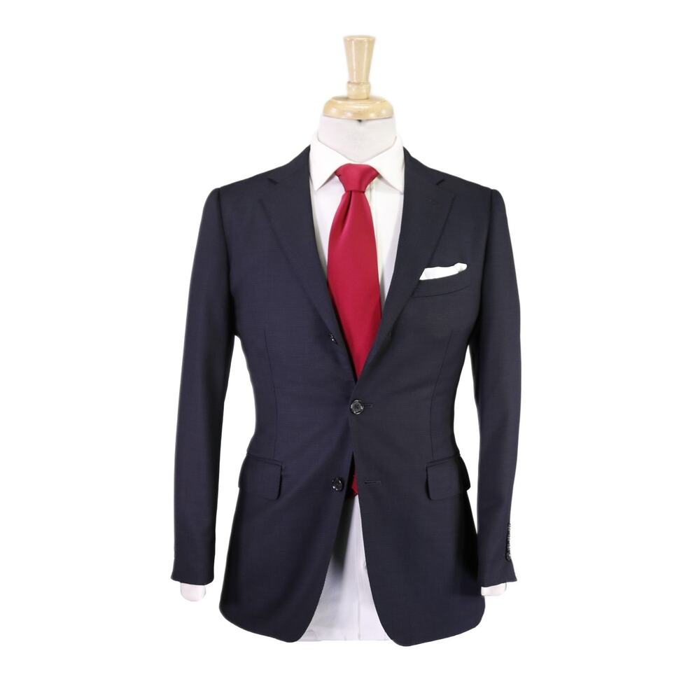 Paul Stuart Navy Blue Woven 3-Btn Wool Suit 36S